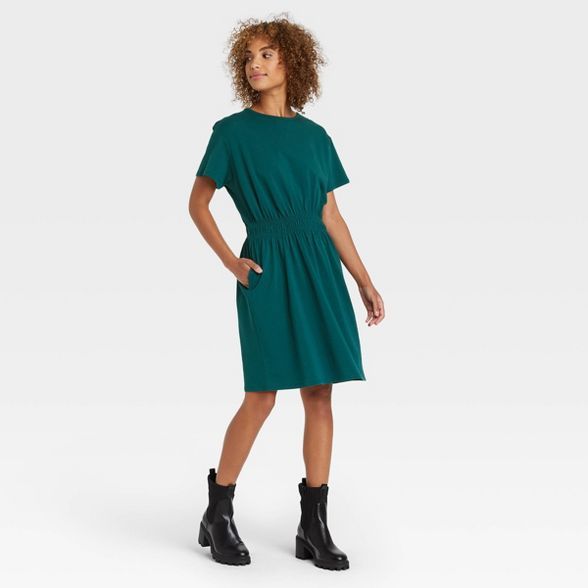 Women's Short Sleeve Smocked Waist T-Shirt Dress - A New Day™ | Target