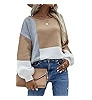 ECOWISH Women Sweater Long Sleeve Color Block Knit Pullover Sweaters Crew Neck Patchwork Casual L... | Amazon (US)