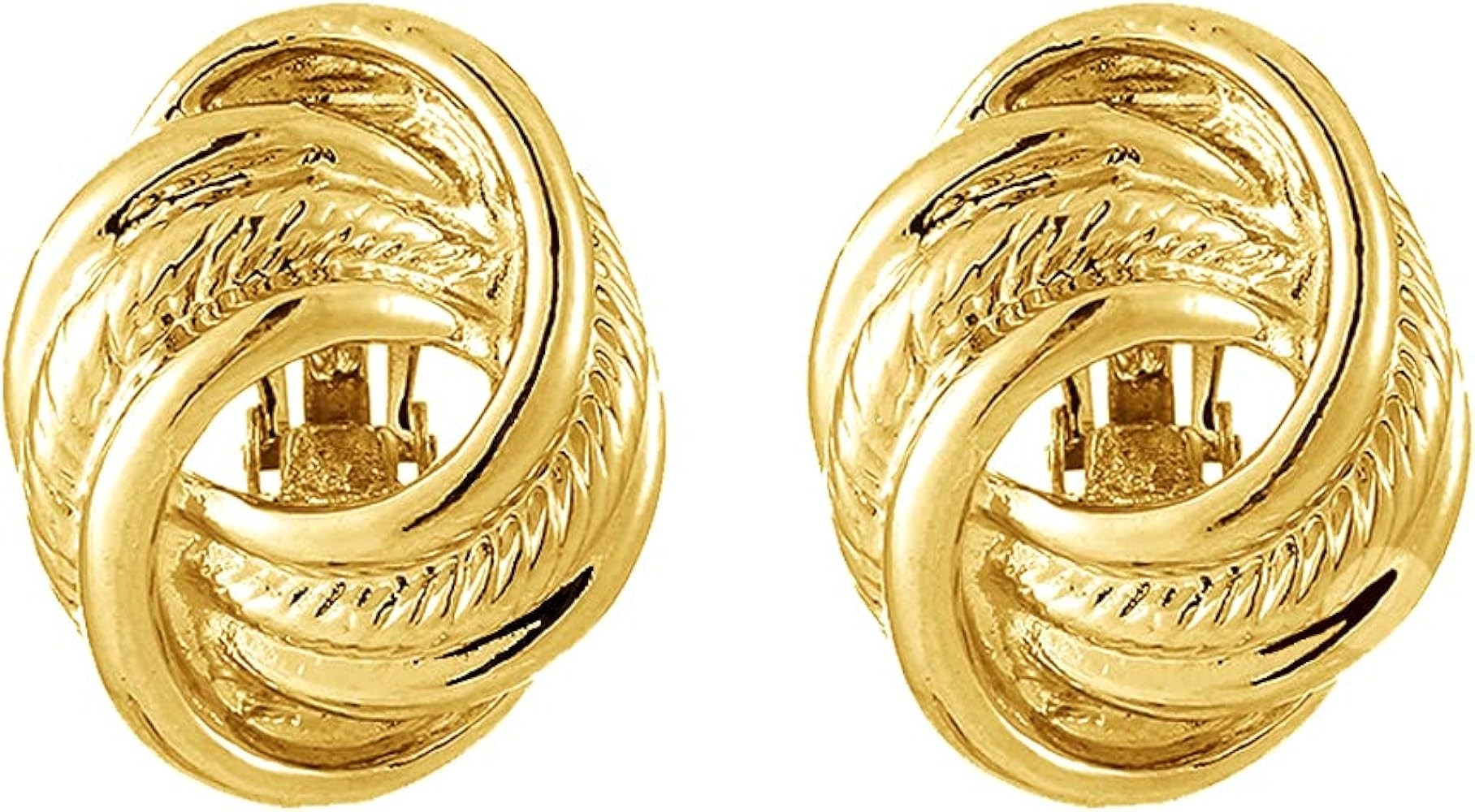 GREICHFAN Matte Gold Sliver Clip on Earrings for Women, Unique Design Geometry Square Knot Hammer... | Amazon (US)