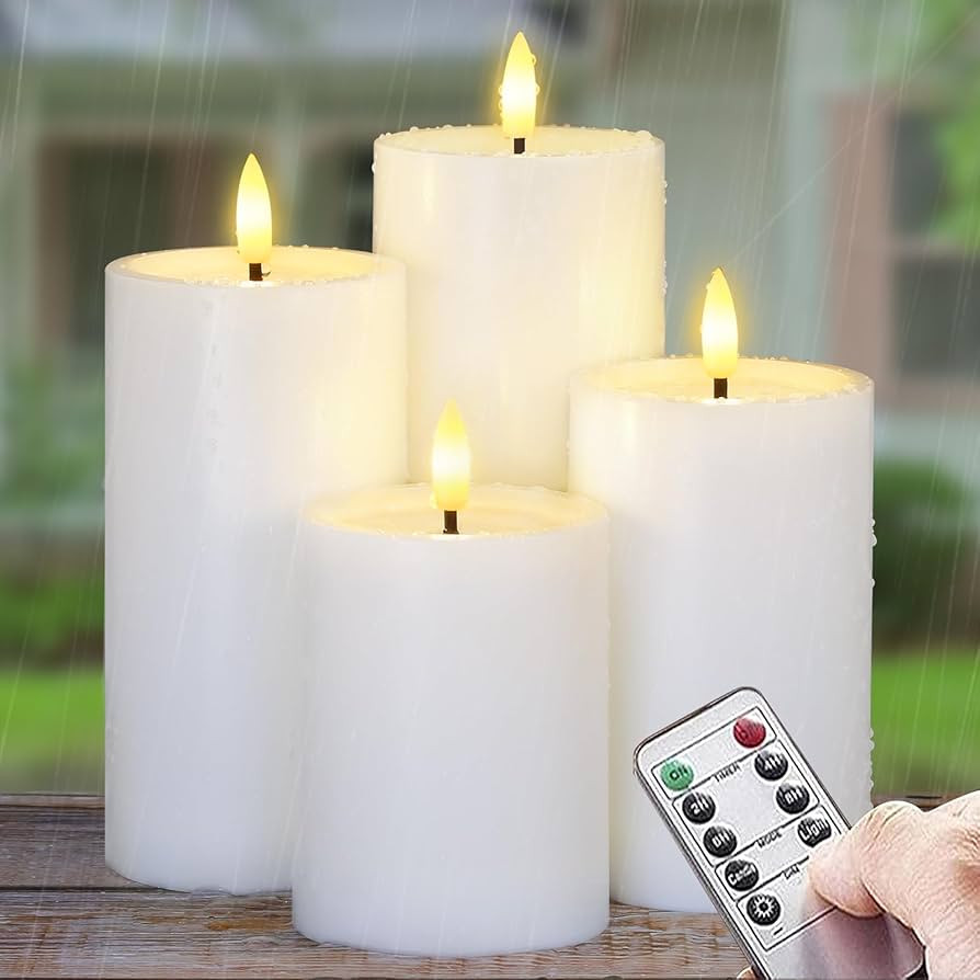 Yeelida Outdoor 4pcs Flameless Waterproof Candles with Handy Remote Control, Cycle Timer Battery ... | Amazon (US)