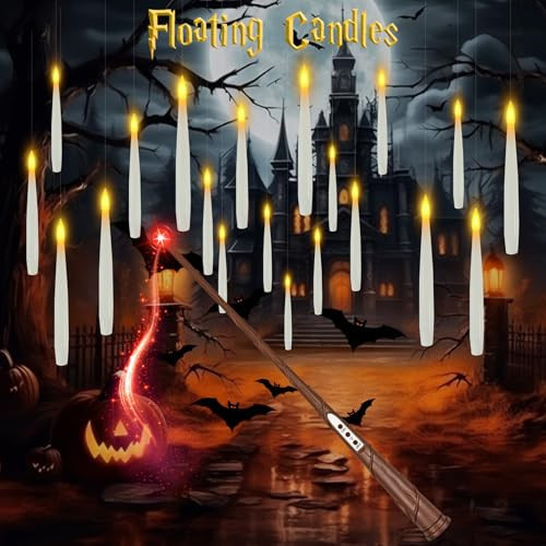 Floating Candles with Wand, 20 PCs Magic Hanging Candles, Flameless Floating LED Candle with Wand Remote, Battery Operated Flickering Warm Light Candles for Christmas Decorations Birthday Theme Party | Amazon (US)