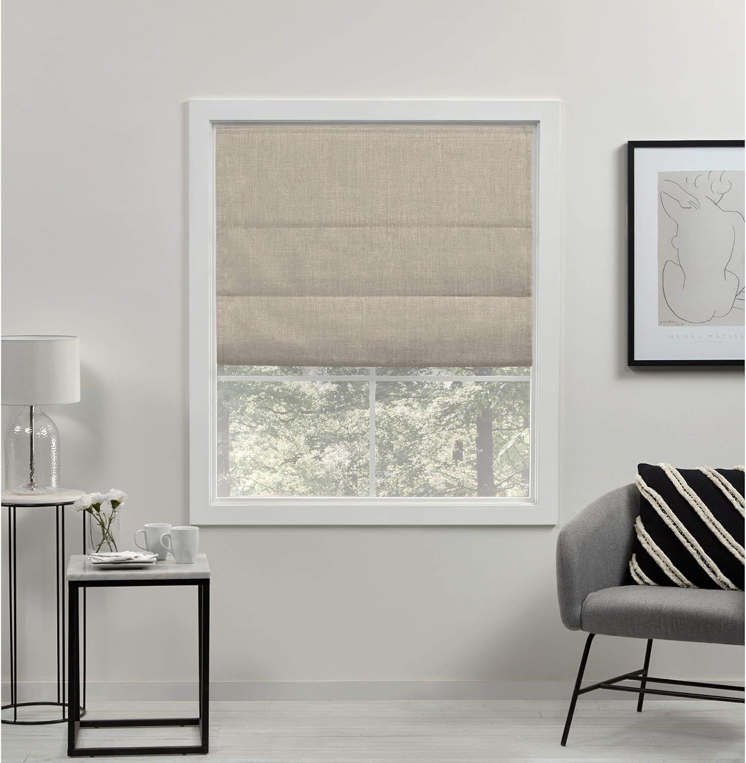 Exclusive Home Curtains Acadia Total Blackout Roman Shade, 23x64, Natural | Amazon (US)