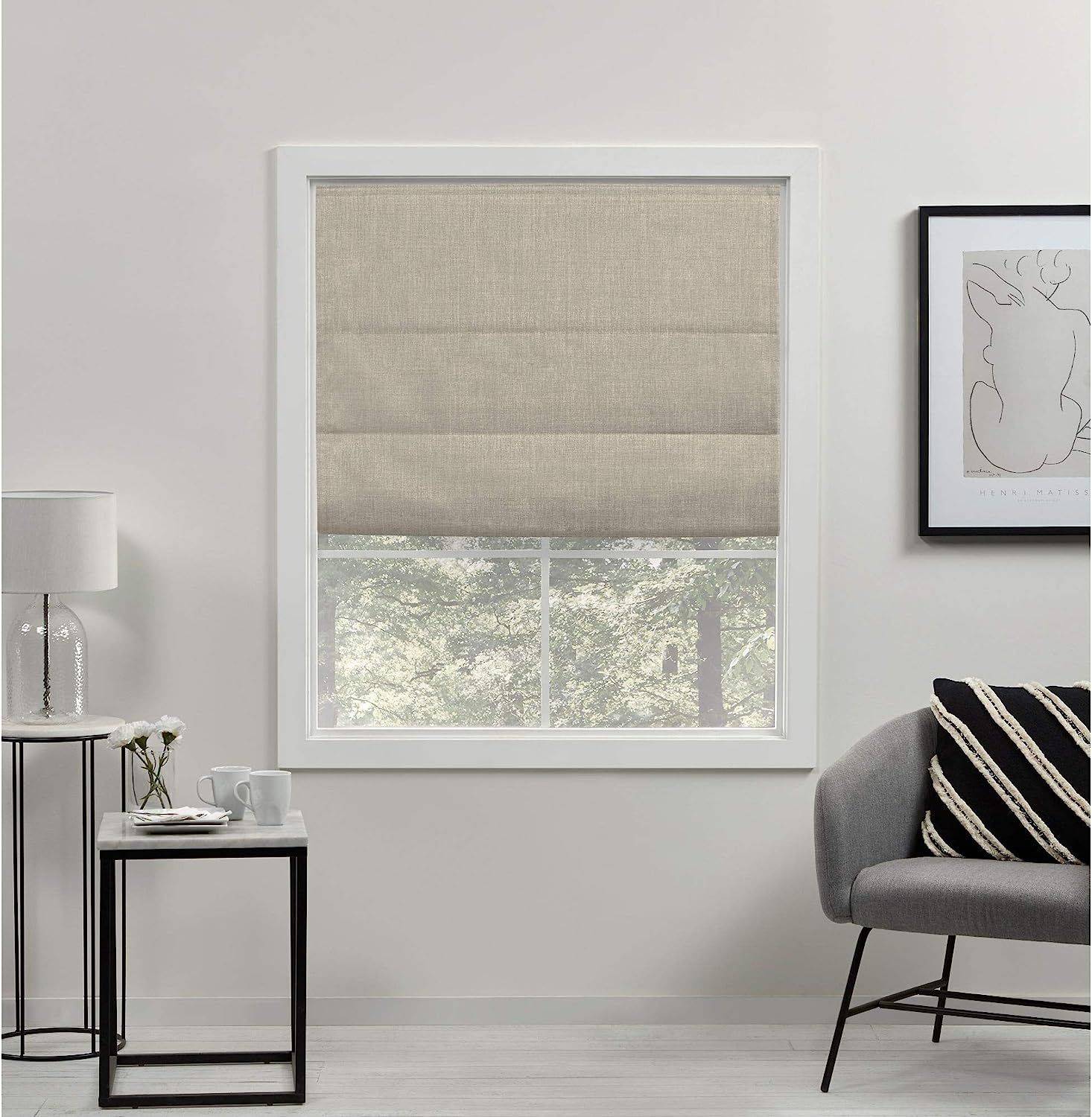 Exclusive Home Curtains Acadia Total Blackout Roman Shade, 23x64, Natural | Amazon (US)