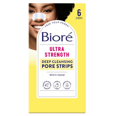Biore Witch Hazel Ultra Deep Cleansing Pore Strips, Blackhead Removing, Oil-Free, Non-Comedogenic - 6ct | Target