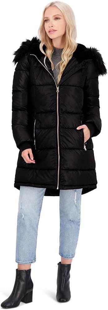 Jessica Simpson Puffer Coat For Women - Quilted Winter Coat w/Faux Fur Hood | Amazon (US)