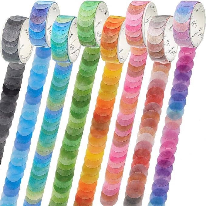Zonon 8 Rolls 9/16 Inch Fruits Candy Dot Washi Tapes 800 Dots Writing Washi Tape Circle Stickers ... | Amazon (US)