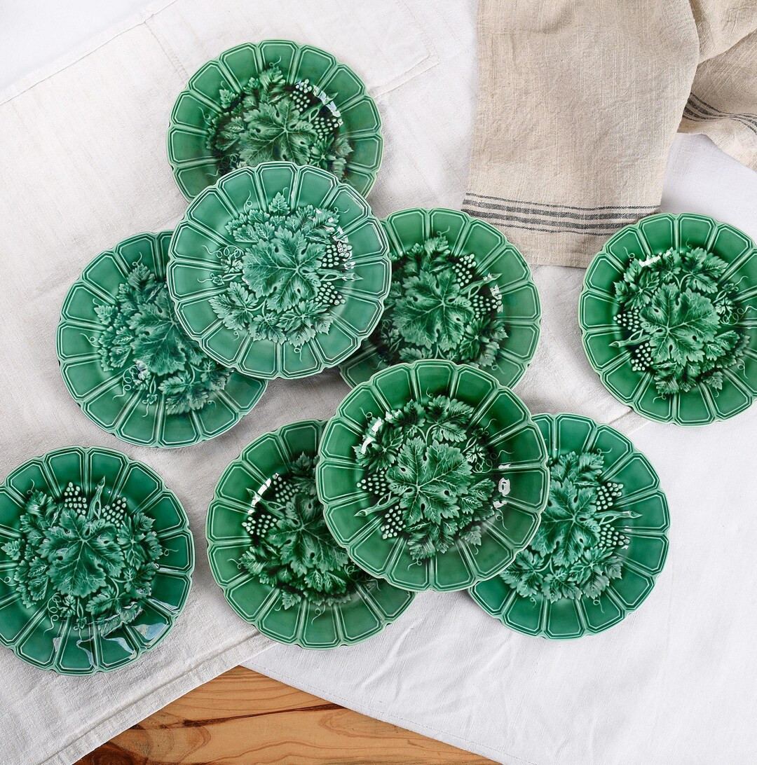 Sarreguemines Green Majolica Plate - French Barbotine Dessert or Cheese Plate - Vine Leaves and G... | Etsy (US)
