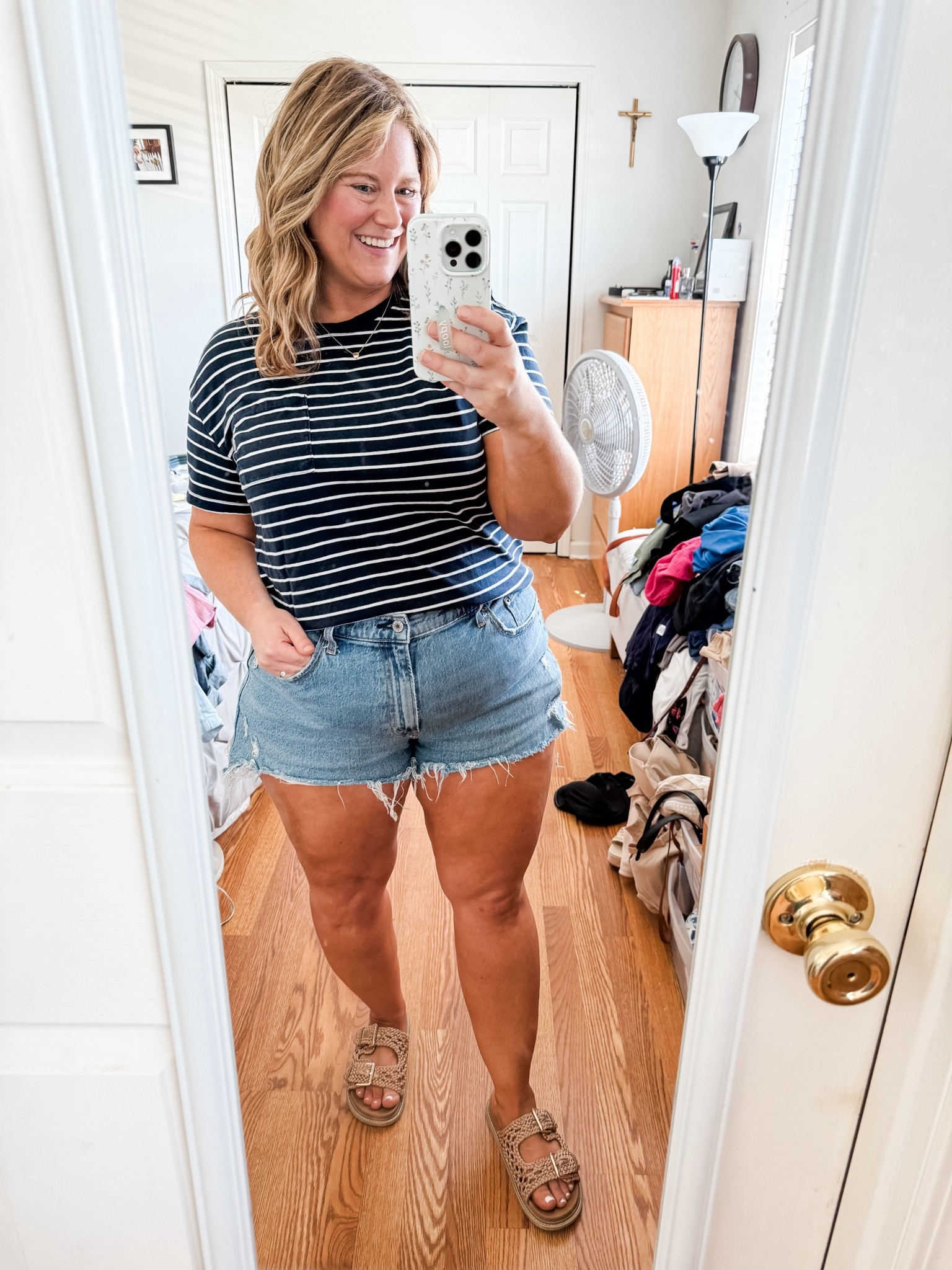 My tee is older so I linked similar.  I sized up one in my denim shorts- 33. 

#LTKFindsUnder50 #LTKMidsize #LTKSeasonal