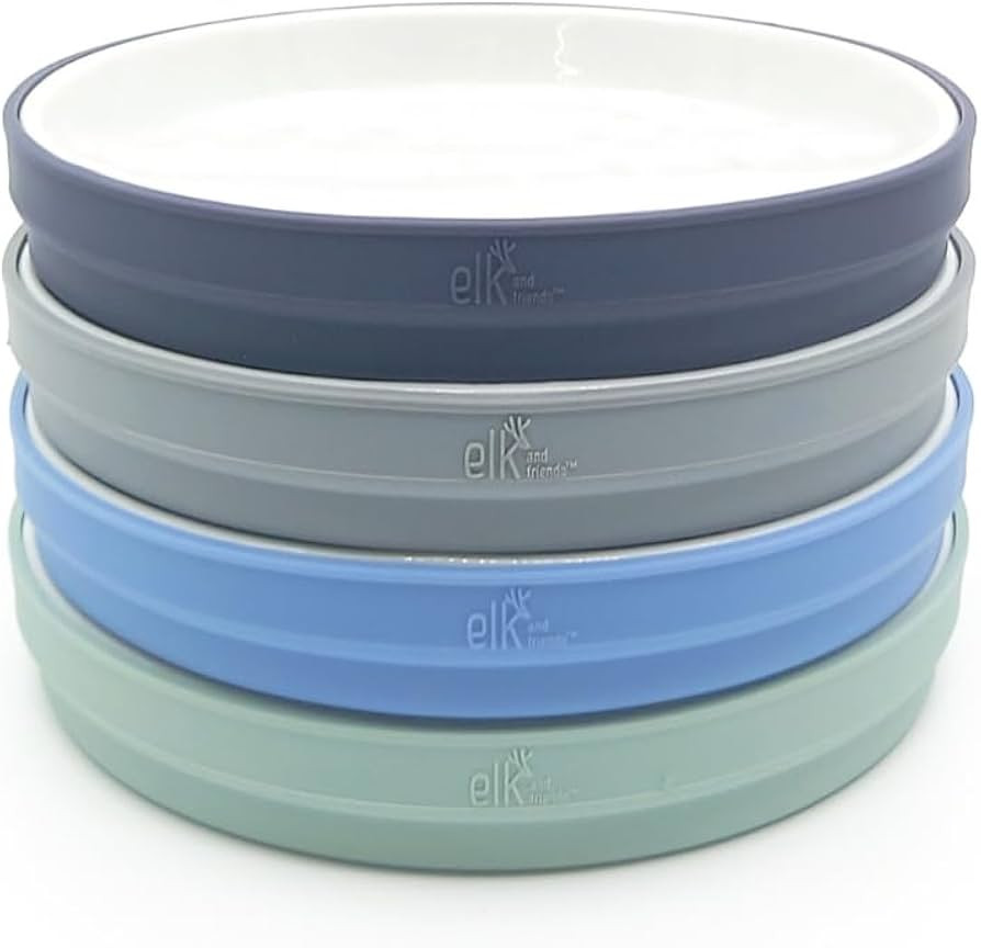 Elk and Friends Kids 7.8” Porcelain White Plates with Silicone Sleeves | Suitable for Babies/To... | Amazon (US)