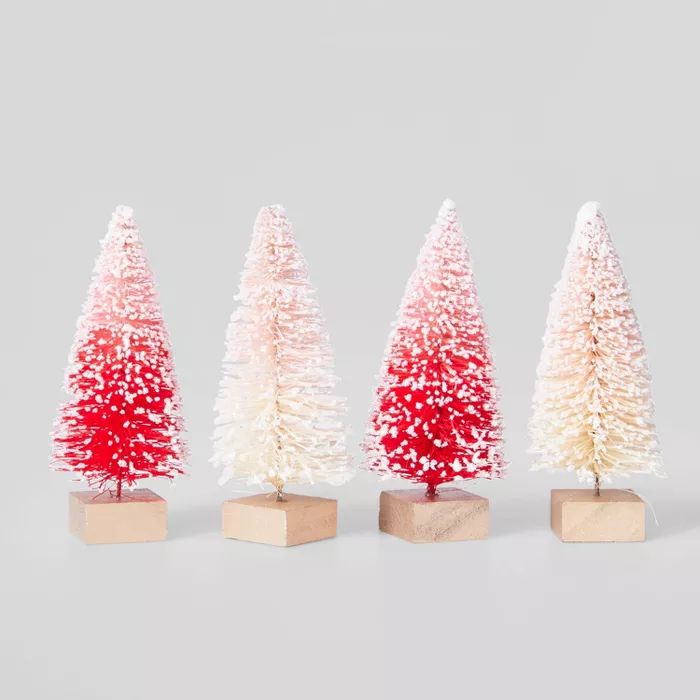 4pk Bottle Brush Tree Set Red/White/Pink Ombre - Wondershop&#8482; | Target
