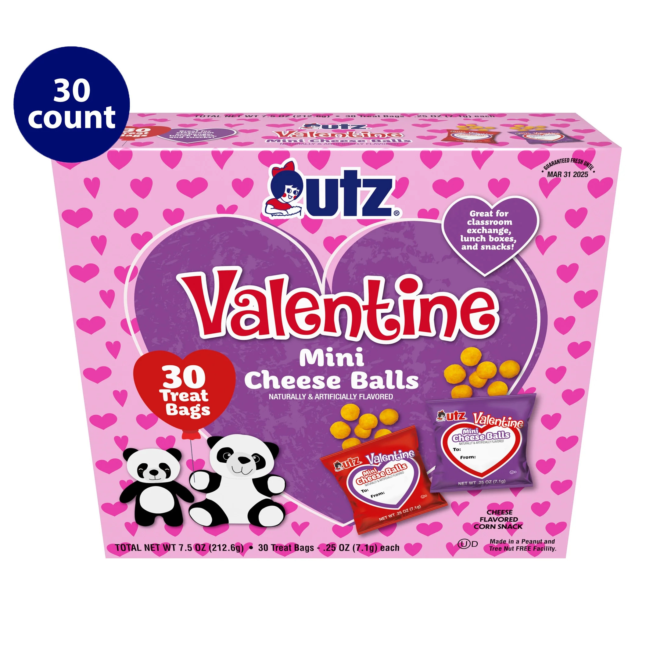 Utz Valentine Mini Cheese Ball Treats, 0.25 oz, 30 Count | Walmart (US)