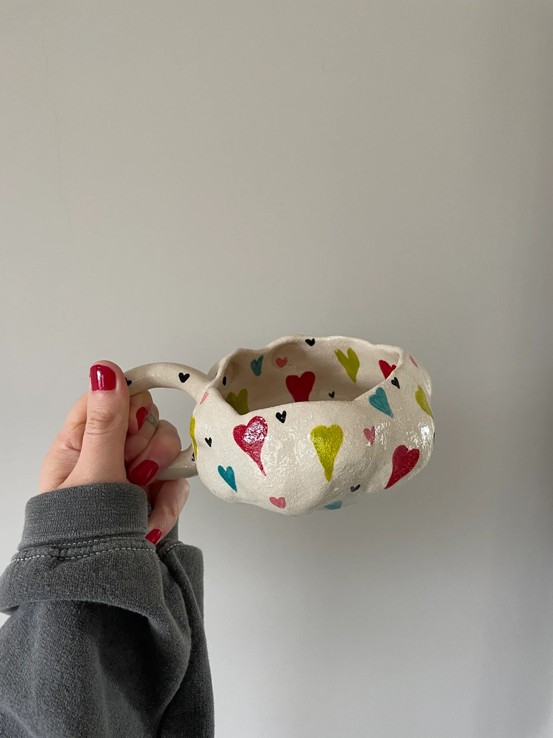 Large Handmade Ceramic Mug, Irregular Shaped Mug, Pinched Mug, Unique Pattern, Handmade Ceramic C... | Etsy (US)