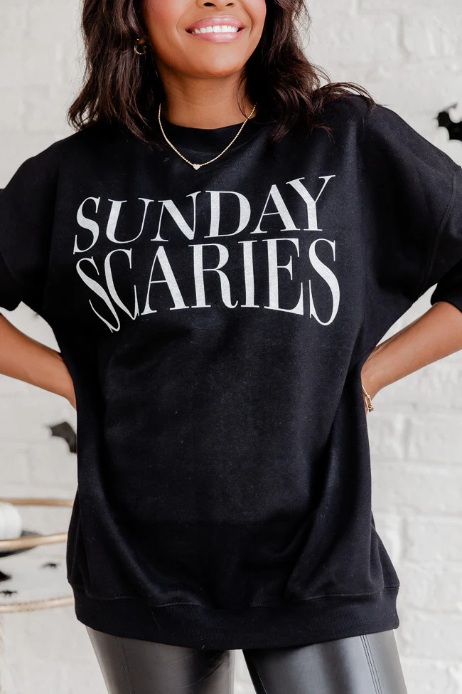 Sunday Scaries Black Oversized Graphic Sweatshirt | Pink Lily