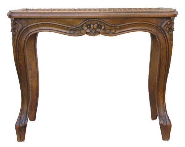 Carved French Wood & Cane Stool | One Kings Lane
