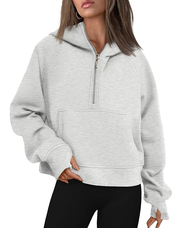 AUTOMET Half Zip Sweatshirts Cropped Hoodies Fleece Jackets Womens Quarter Zip Up Pullover Fall O... | Amazon (US)