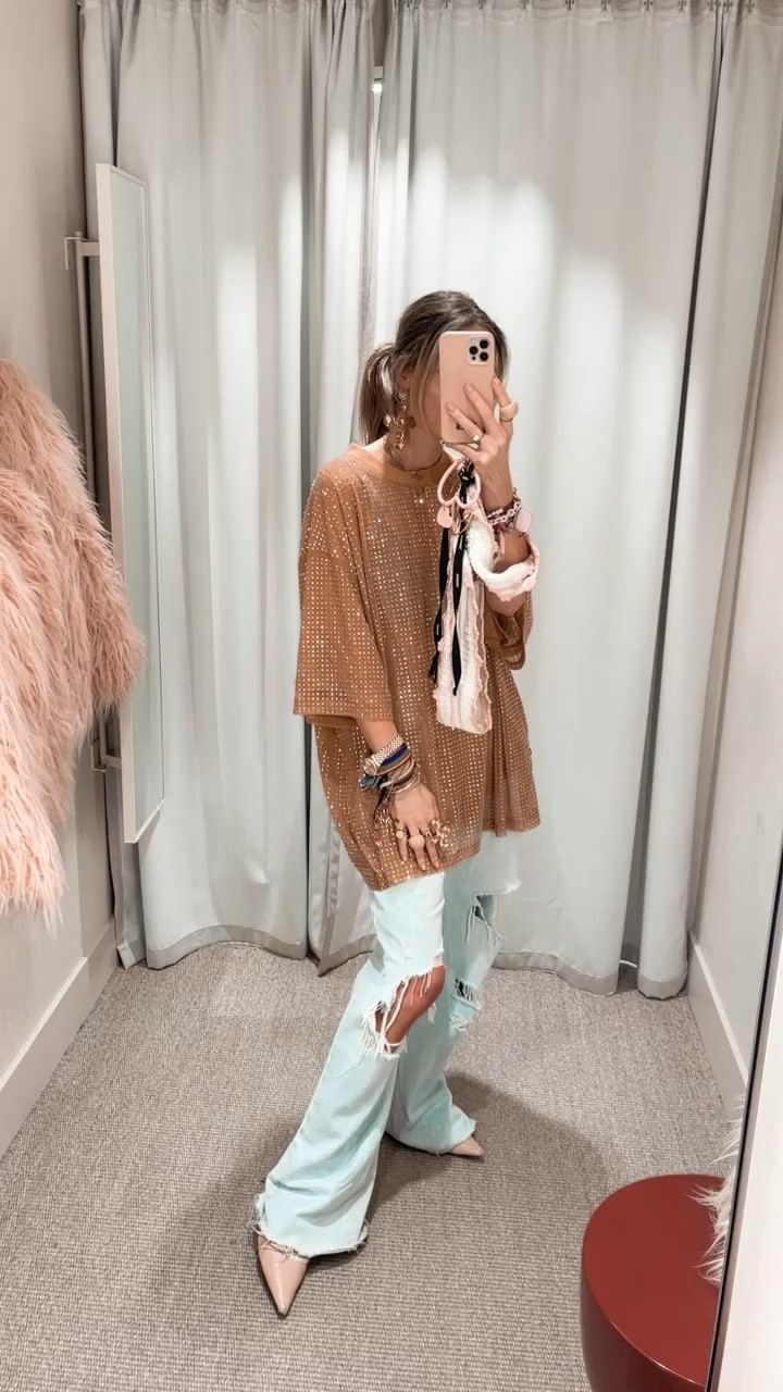 Viral rhinestone oversized mesh tee @hm Studio would size up for this slouchy effect. Linked also our baggy ripped jeansstyle 💕💕 and our accessories you will find online on our online shop: www.bySiss.com 🎀🎀👯‍♀️ happy spring shopping girls xx 
.
Hmstudio, spring top, oversized tee, ripped jeans, baggy jeans, H&M Studio 

#LTKeurope #LTKVideo #LTKSeasonal