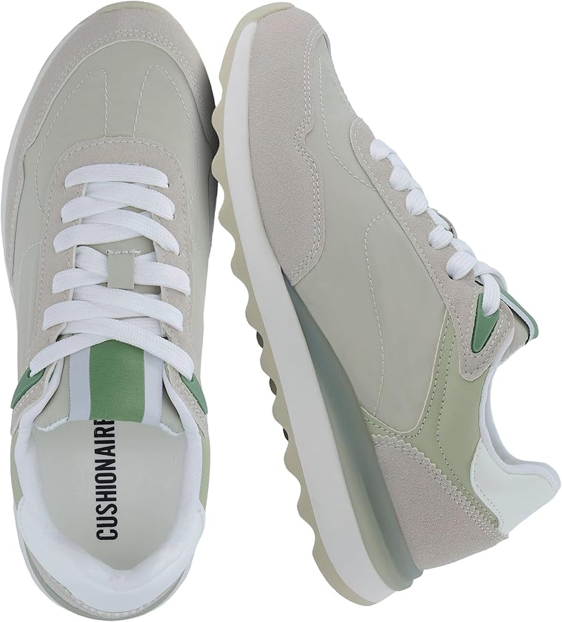 CUSHIONAIRE Women's Kicks lace up Nylon Sneaker +Comfort Foam, Wide Widths Available | Amazon (US)