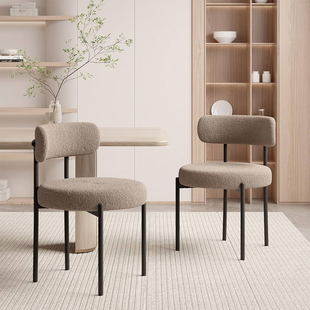 Nalupatio Dining Chairs Set of 2, Round Boucle Dining Room Chairs with Curved Backrest & Thick Cu... | Amazon (CA)