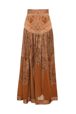 Zimmermann Memento Burnout Maxi Skirt | Vermillion