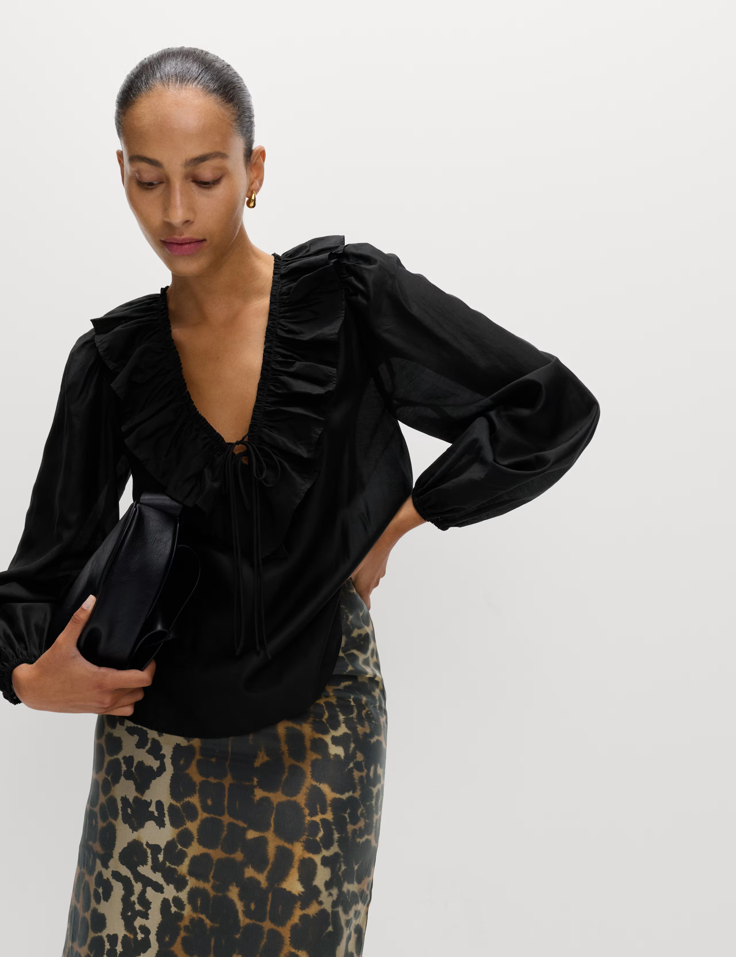 Lyocell Rich Frill Detail V-Neck Top | Marks & Spencer (UK)