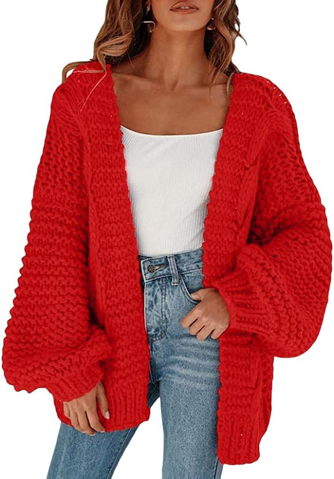 Remikstyt Womens Chunky Cardigan Cable Knit Oversized Open Front Cardigan Sweaters | Amazon (US)