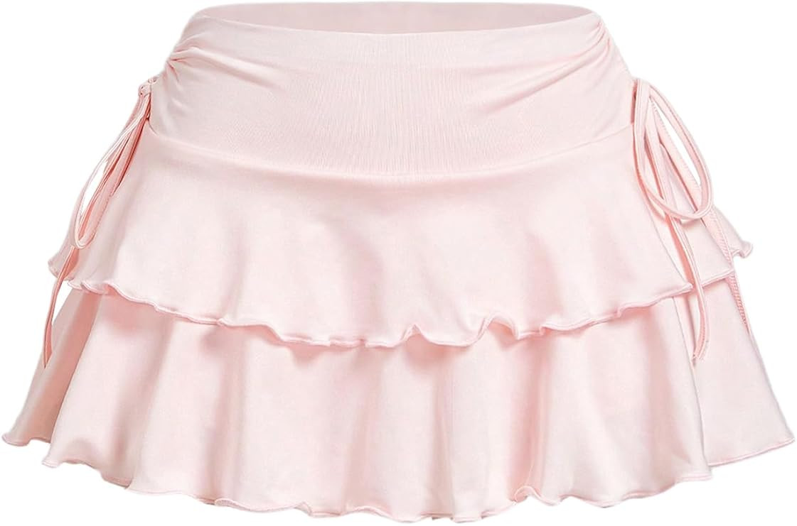 SOLY HUX Women's Y2K Ruffle Mini Skirt with Shorts Underneath High Waisted Tiered Skirts Coquette... | Amazon (US)