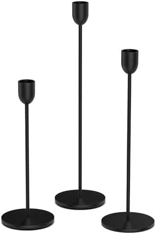 ChefBee Black Tall Candle Candlestick Holder, 3PCS Taper Pillar Candle Sticks Stand Holders Decor... | Amazon (US)