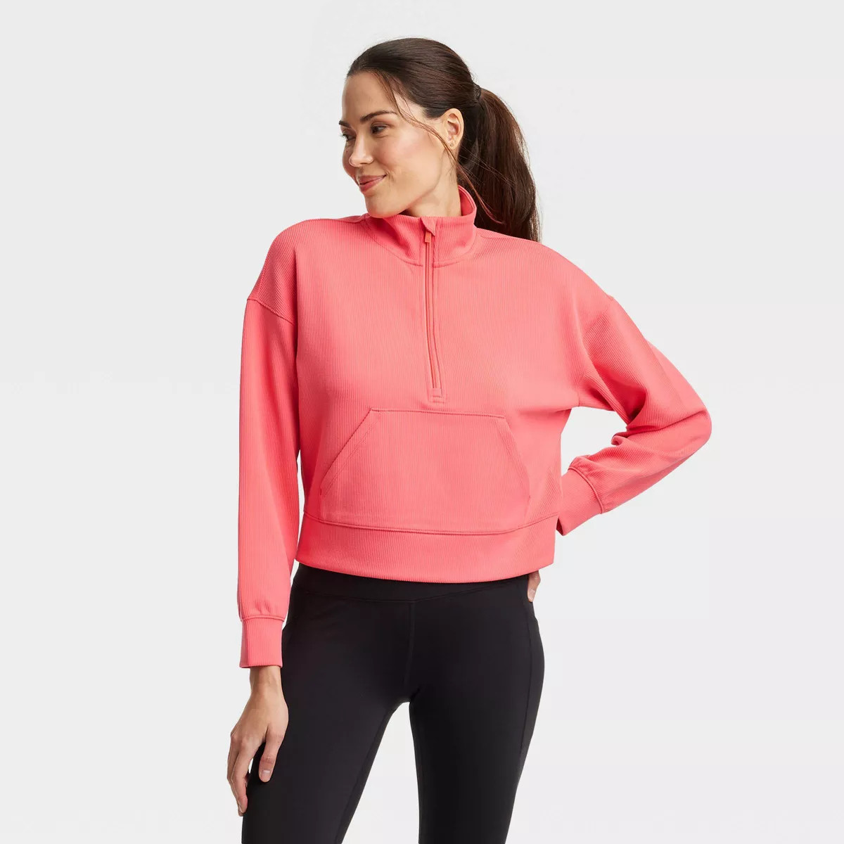 Women's Airy Sleek Ribbed 1/2 Zip Pullover - All In Motion™ | Target