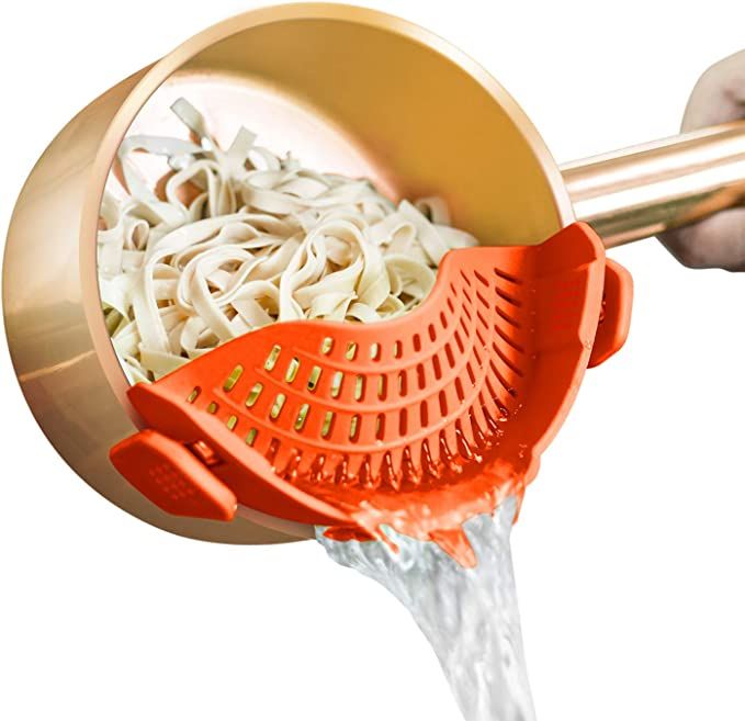Clip On Strainer Silicone for all Pots and Pans, AUOON Pasta Strainer Clip on Food Strainer for M... | Amazon (US)
