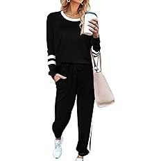 Aloodor Sweatsuit for Women 2 Piece Outfits for Womens Crewneck Sweatshirts Pullover | Amazon (US)