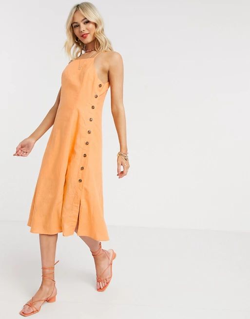 Gilli square neck midi dress in orange | ASOS (Global)