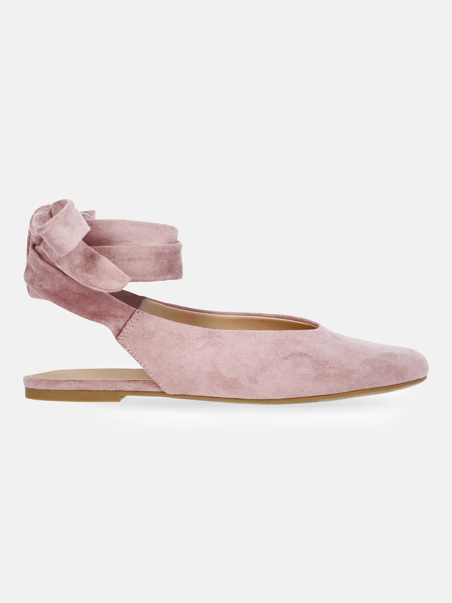 Scoop Women's Faux Suede Ankle Wrap Ballet Flats | Walmart (US)
