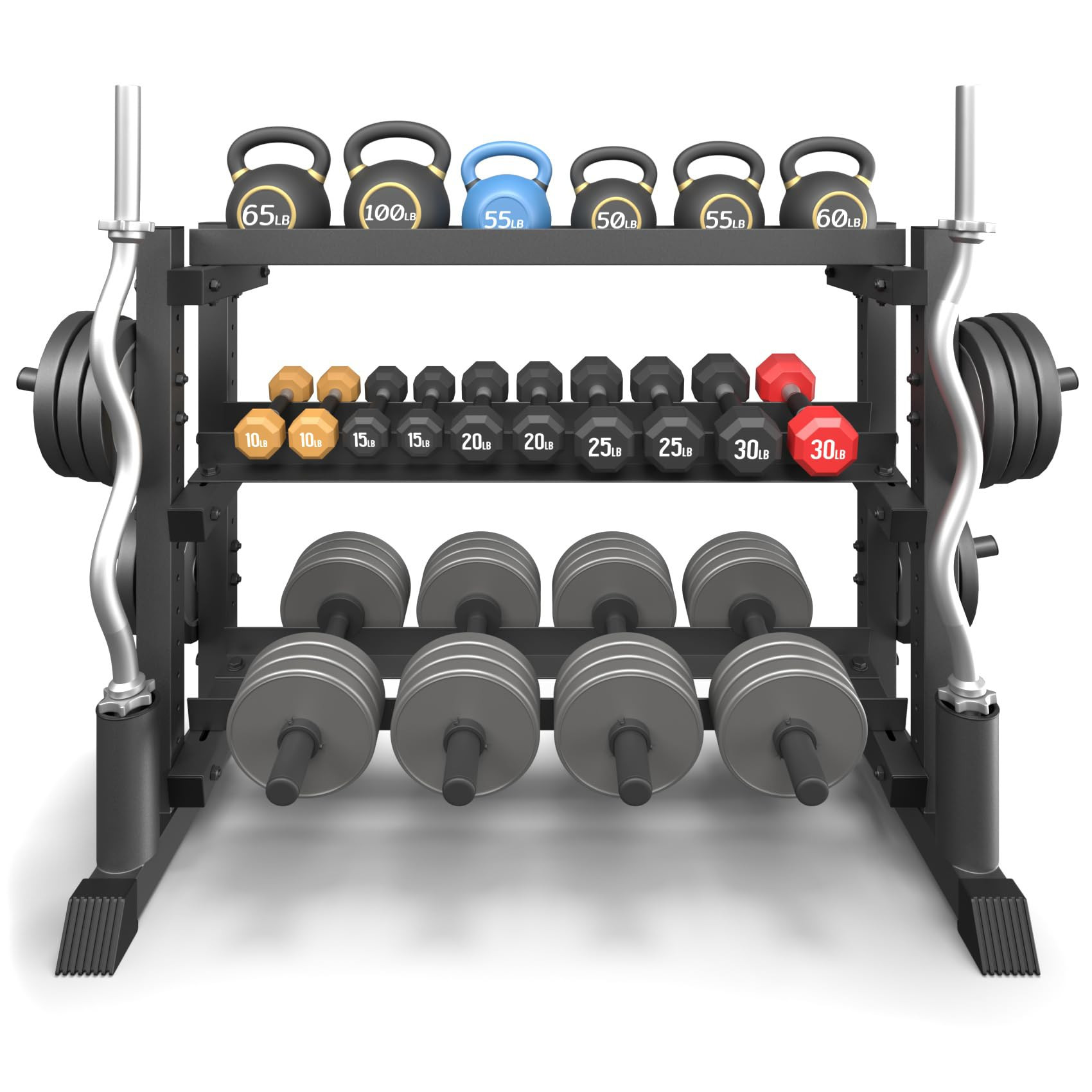 3-Tier Dumbbell Rack, 1200LB Capacity Adjustable Weight Rack for Home Gym, Heavy-Duty Weight Stan... | Amazon (US)