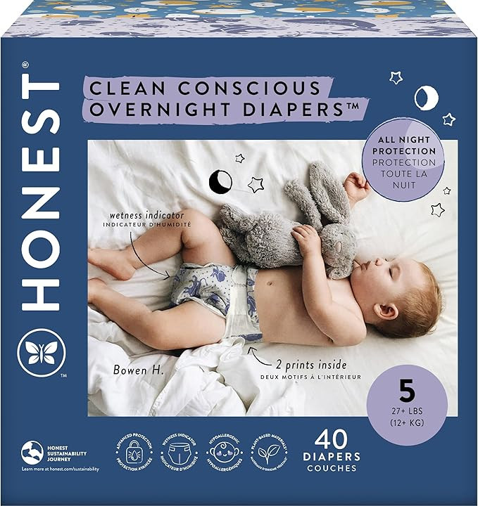 The Honest Company Clean Conscious Overnight Diapers for Sensitive Skin | Hypoallergenic, Fragran... | Amazon (US)