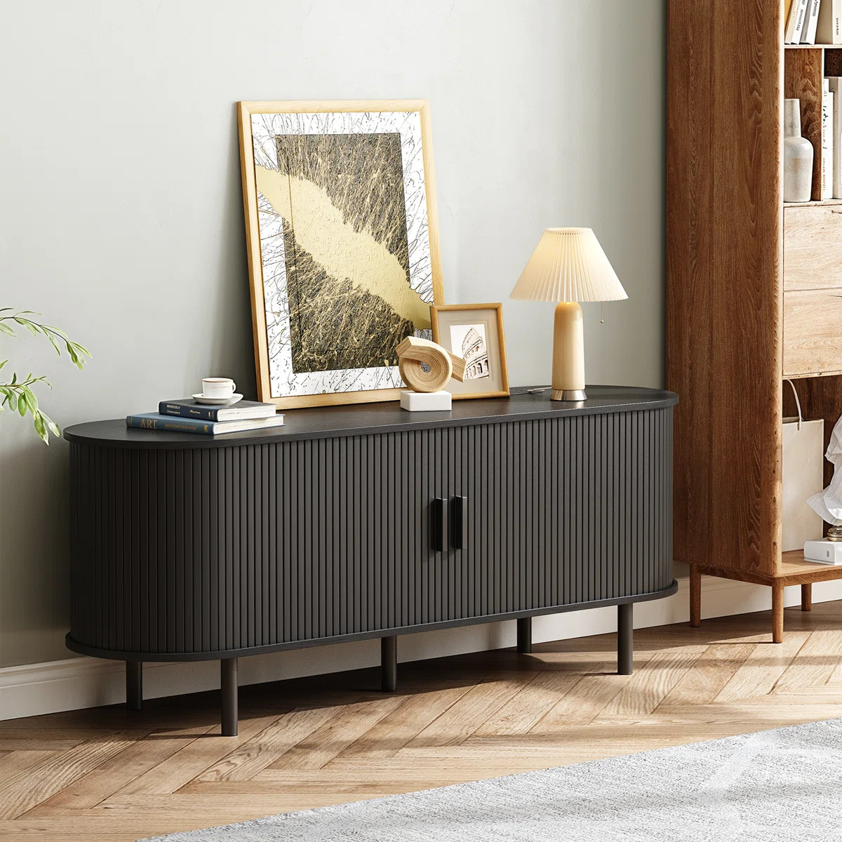 Jalonda Modern Wood TV Stand with Storage and Shelves to Fit up to 80" TVs | Wayfair North America