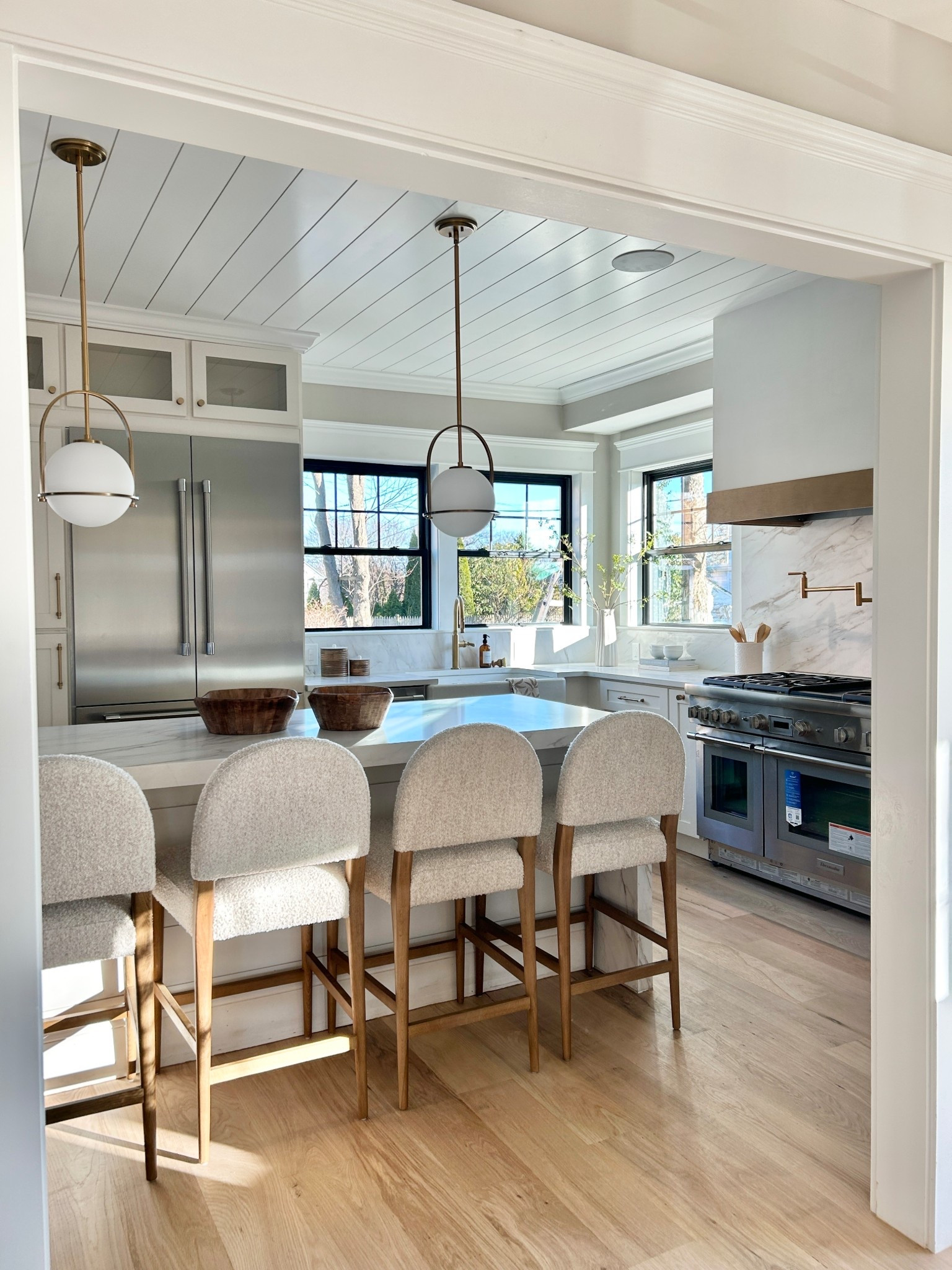 Kitchen styling with neutral upholstered rounded counter stools.

#kitchen #counterstools

#LTKHome