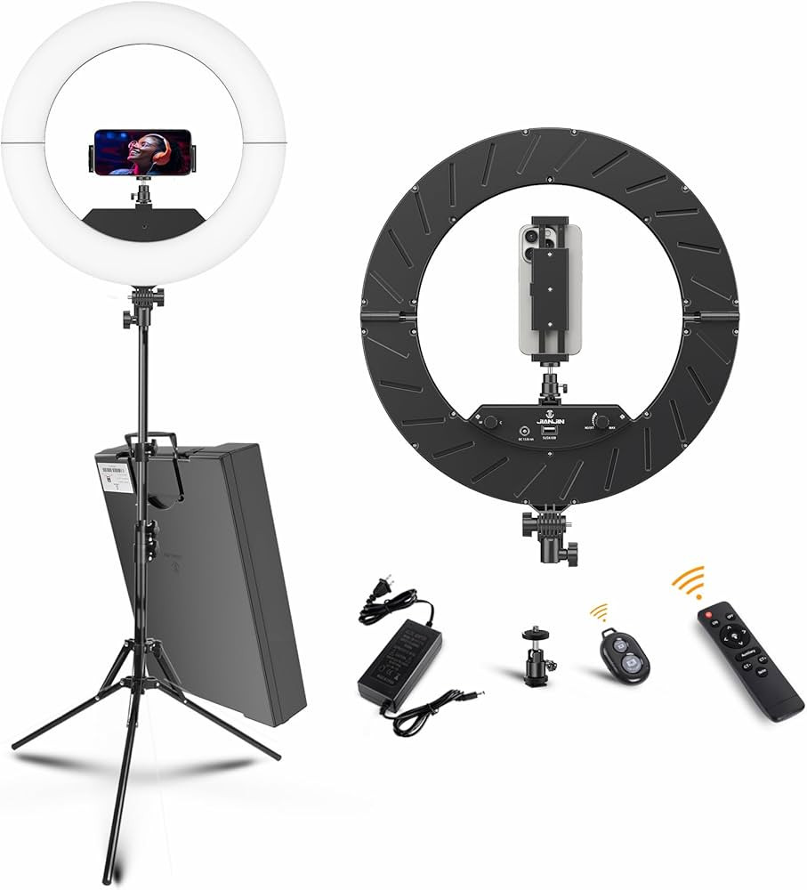 Ring Light Kit:18"/45cm Outer 55W6700k Dimmable LED Light, Tripod Stand, Remote Controller,Box fo... | Amazon (US)