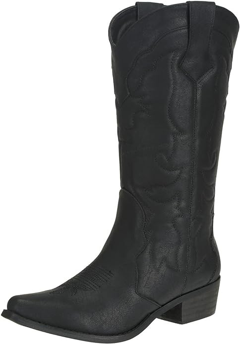 Womens Western Cowgirl Cowboy Boots Mid Calf Snip Toe Fashion Shoes | Amazon (US)