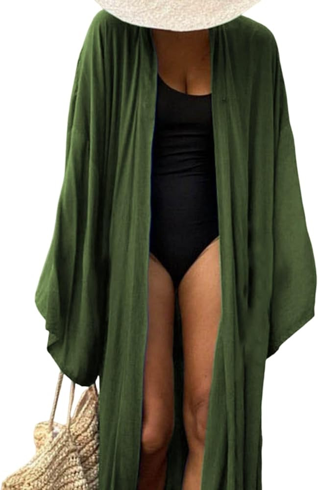 Strickjacke Damen Sommer Strand, Einfarbig Strandkleid Bikini Cover Up Sommer Badeanzug Cover Up ... | Amazon (DE)