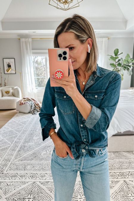 I can’t stop wearing this chambray shirt. For real, I wear it AT LEAST once a week.

#LTKFind #LTKstyletip #LTKsalealert