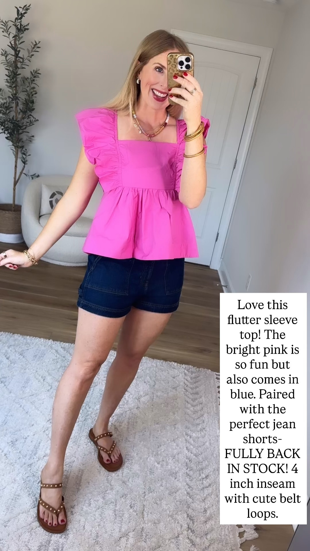 Walmart try on, free assembly, flutter sleeve tee, denim shorts

#LTKootd