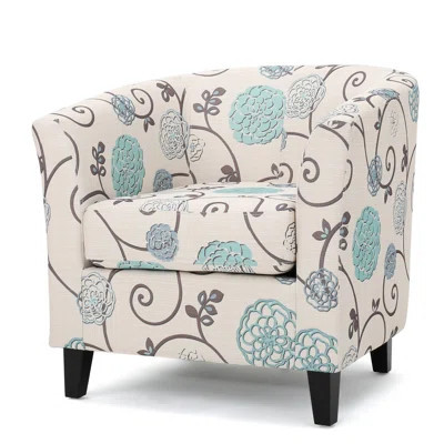 Captivating Club Chair - Cozy Experience. White And Blue Fabric, Birch Legs. 29"w X 30.25"d 29.50"h. Assembly Required. Create A Comfortable Home Exqu | Wayfair North America