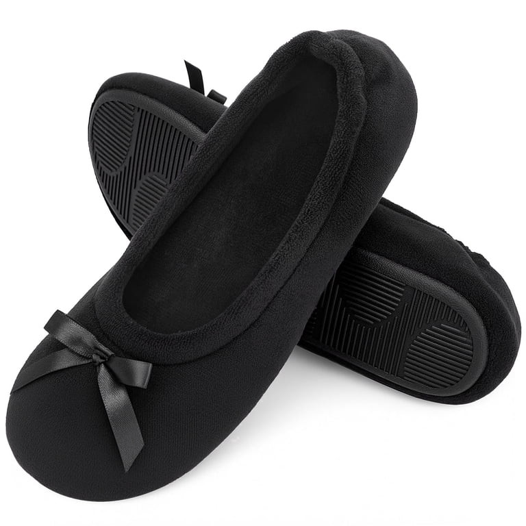 Home Top Women's Soft Coral Fleece Slippers Ballet Style Flexible Sole Indoor House Shoes | Walmart (US)