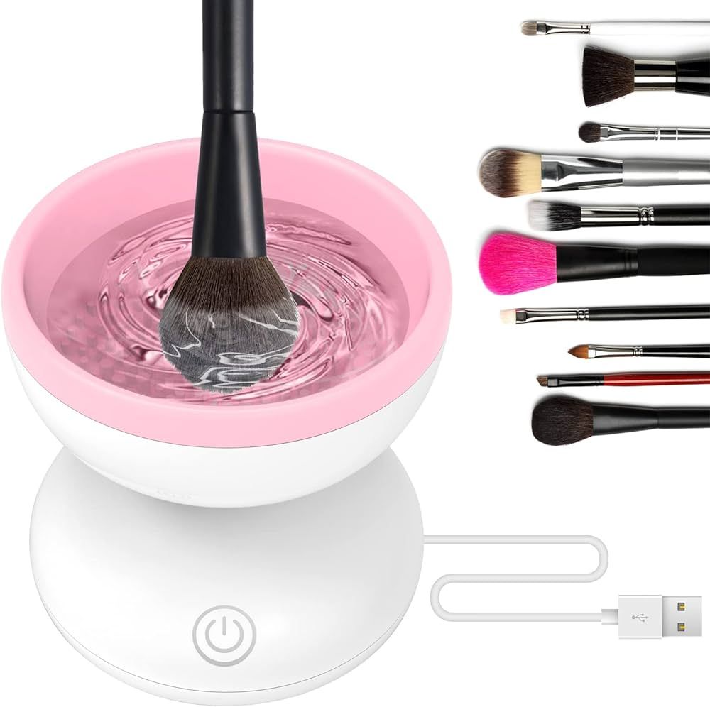 Pink Electric Makeup Brush Cleaner Machine, Windspeed Silicone Brush Cleaner Machine Beauty Blend... | Amazon (US)