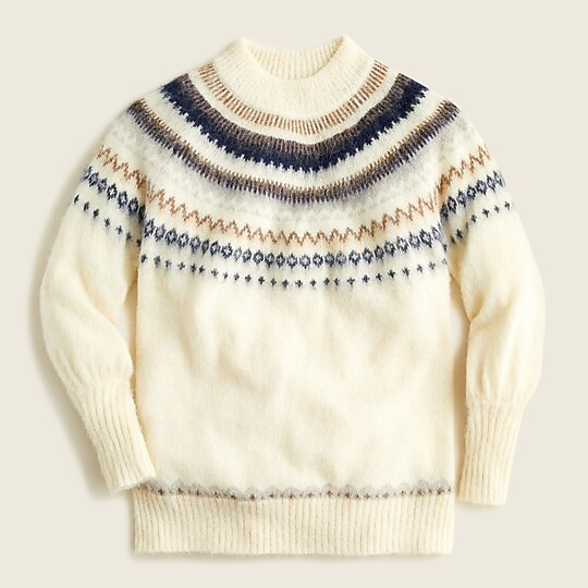 Fair Isle yoke puff-sleeve sweater | J. Crew US