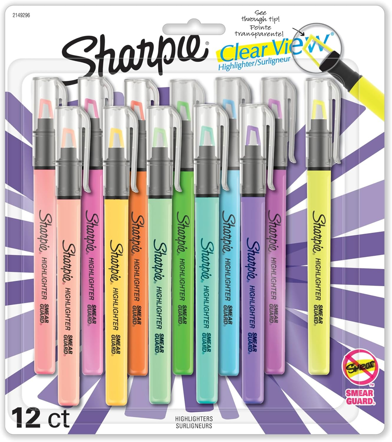 Sharpie Clear View Highlighters, With See-Through Chisel Tip, Assorted Colors, 12 Count - School,... | Amazon (US)