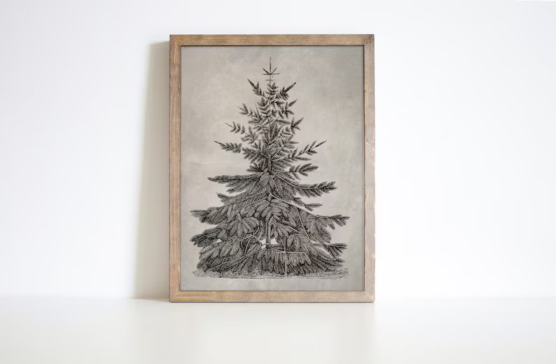 Vintage Nordic Christmas Tree Print Printable Digital - Etsy | Etsy (US)