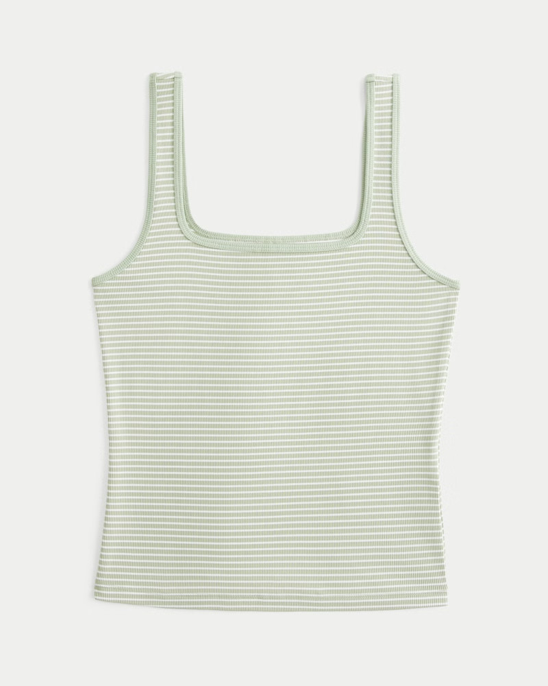 Ribbed Seamless Fabric Square-Neck Tank | Hollister (US)