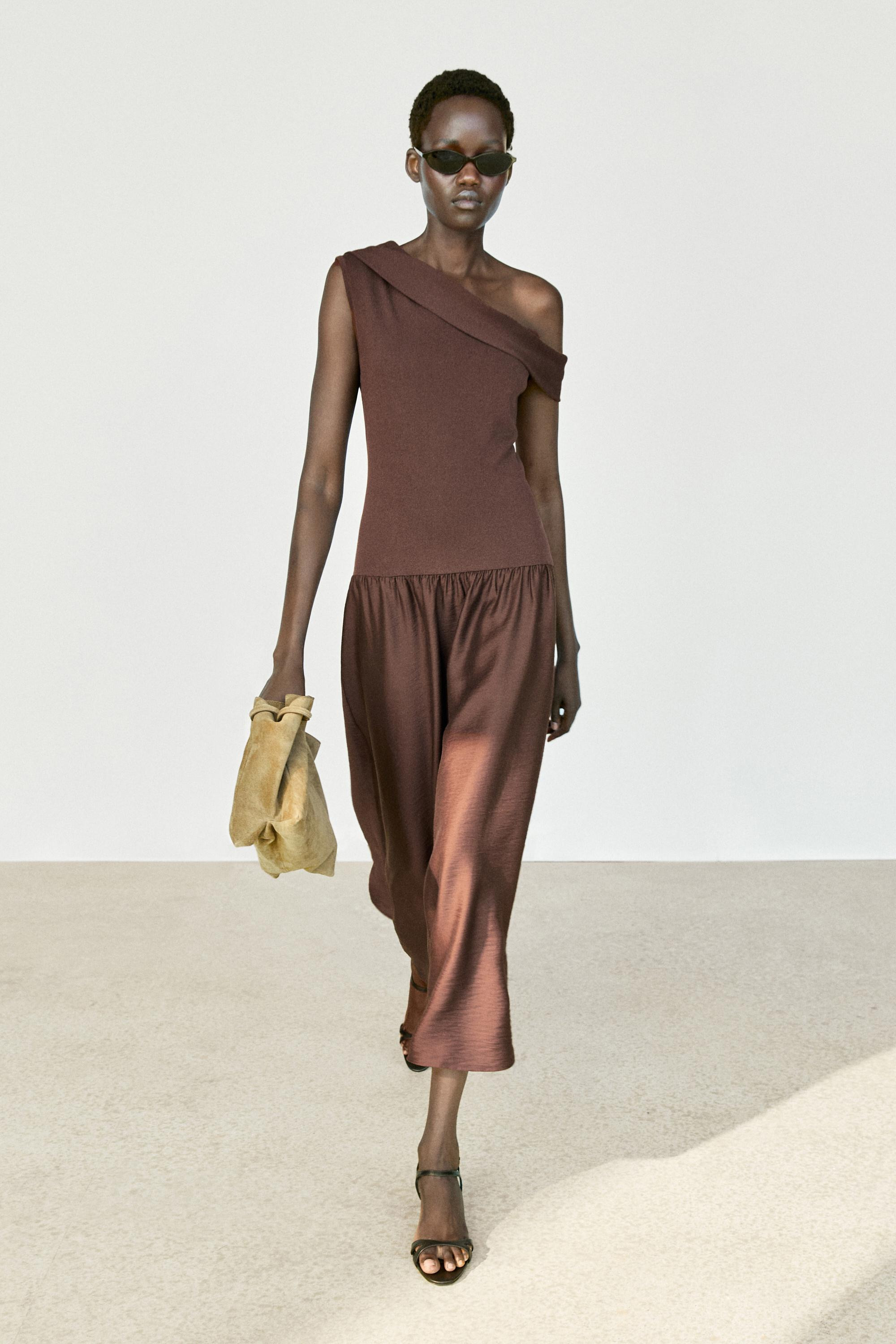 One-shoulder midi dress | Massimo Dutti UK