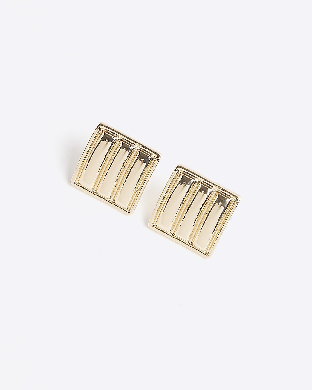 Gold Square Textured Stud Earrings | River Island UK & IE